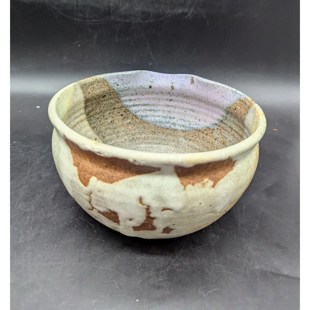 Vintage Studio Art Pottery Stoneware Batter Bowl Speckled Glaze 6